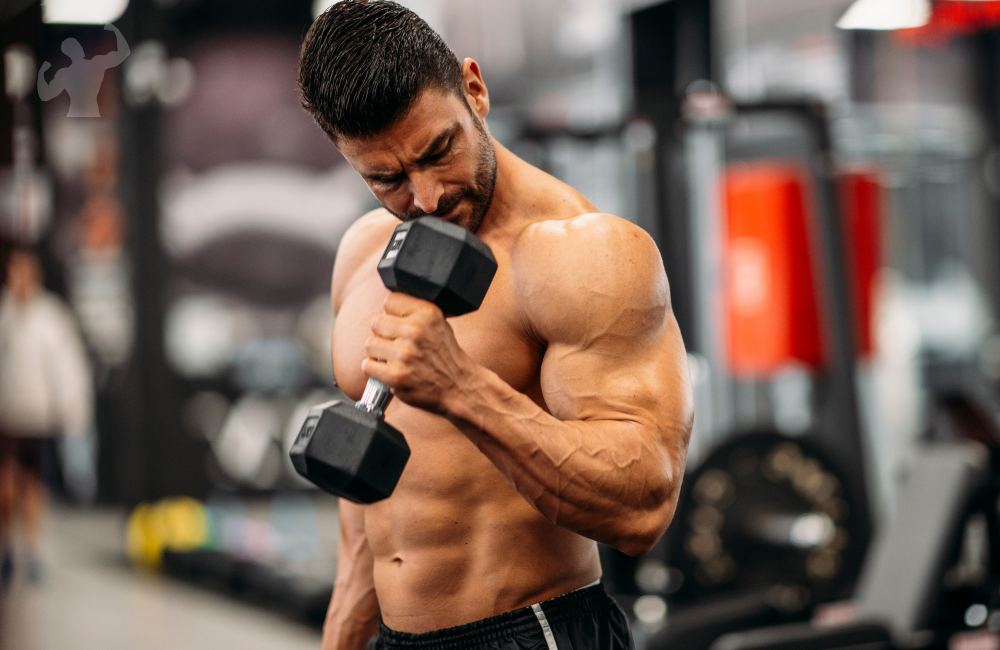 Image of a guy doing barbell workout in the gym