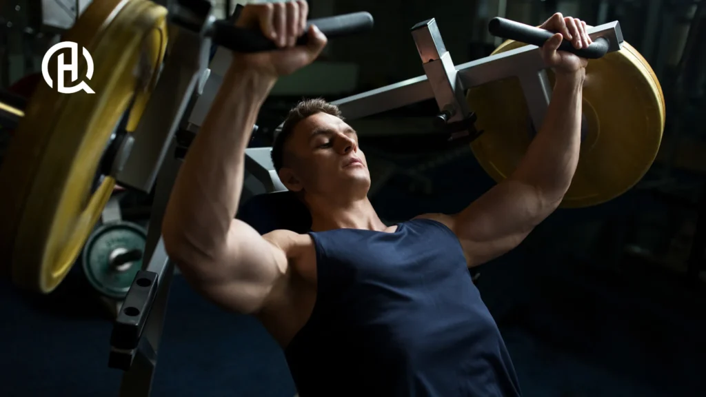 Man in tank top shirt doing Chest press