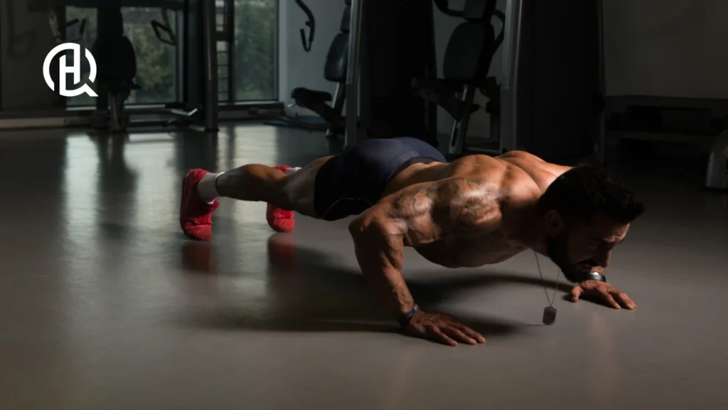 Topless man doing Push-ups