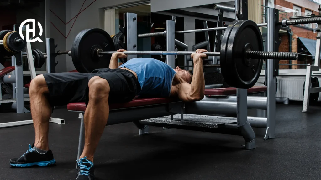 Man doing barbell bench press