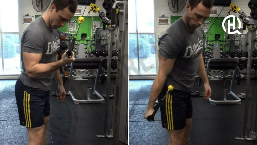 Man in a gym doing Single-Arm Cable Triceps Extension