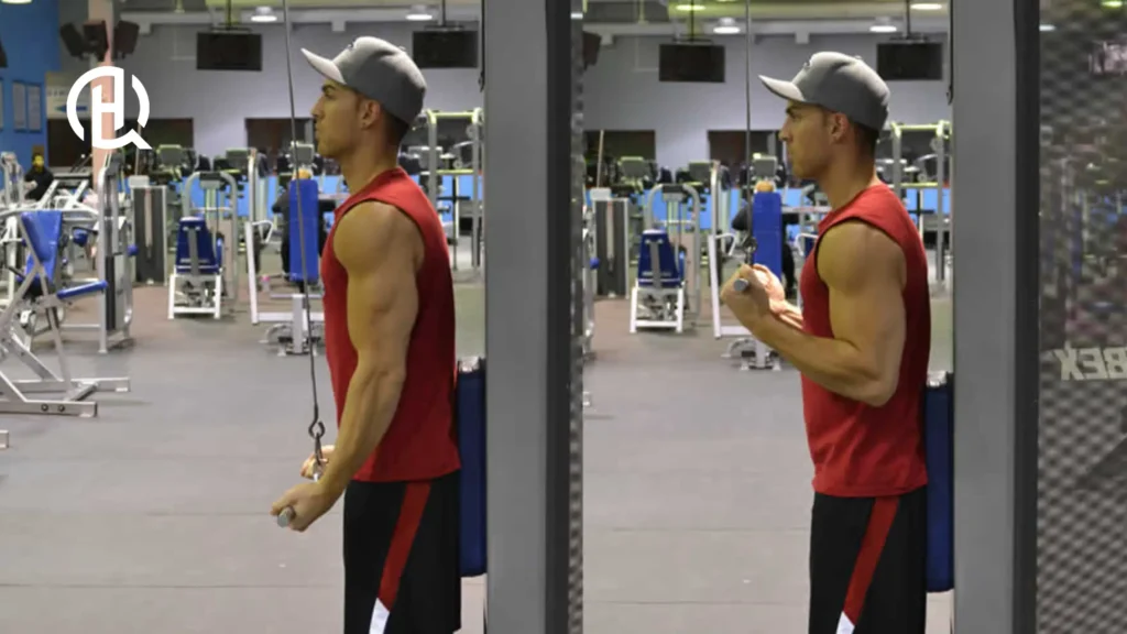 Man doing Reverse Grip Cable Triceps Extension