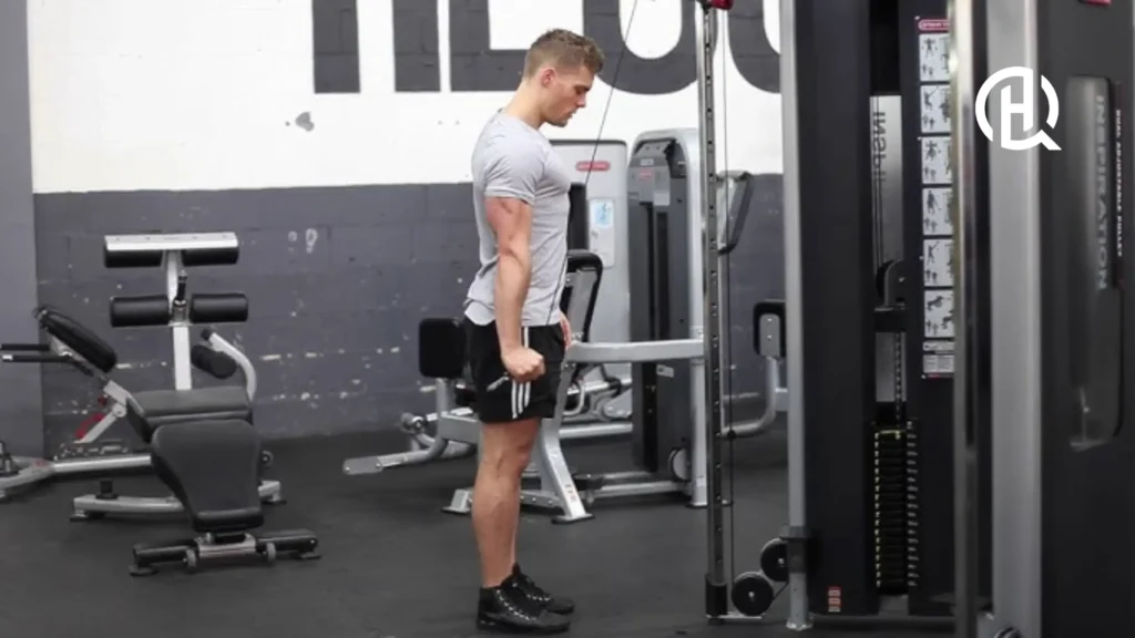 A man training arms facing away from the camera.