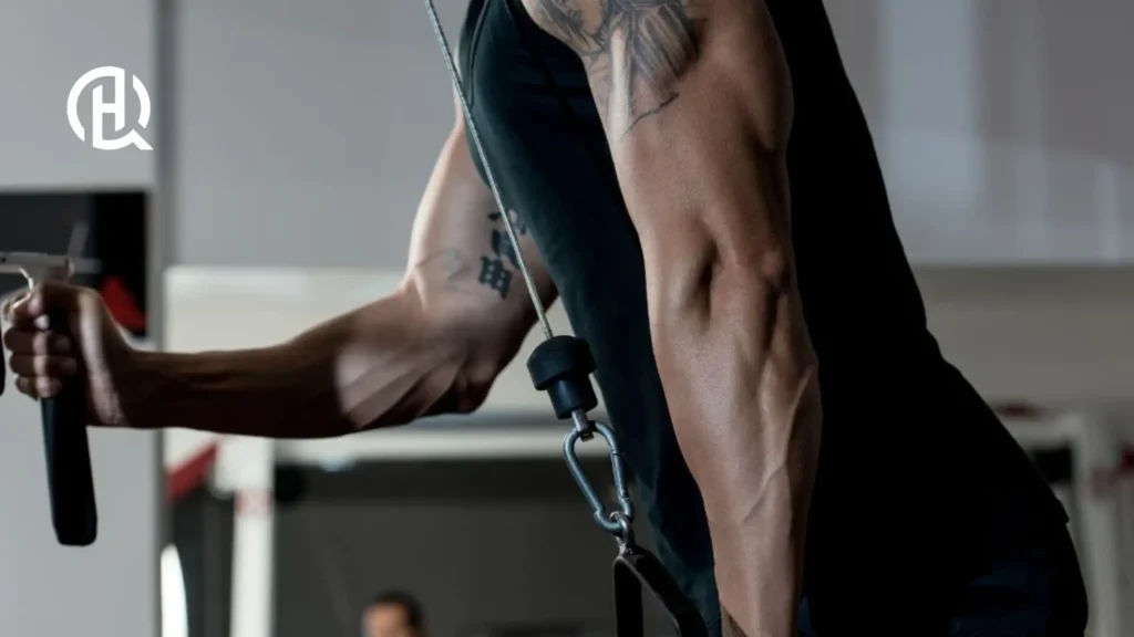 A close shot of the arm while the person is training.