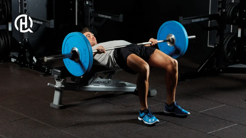 A man doing hip thrusts,.