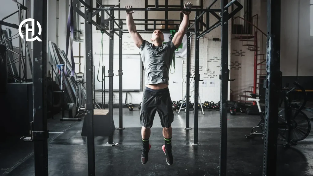 A man doing pull ups